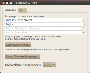 Language and Text Screen