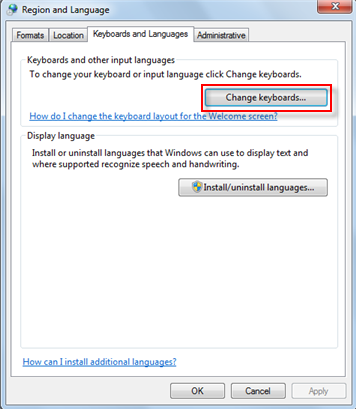 change windows 7 language from japanese to english